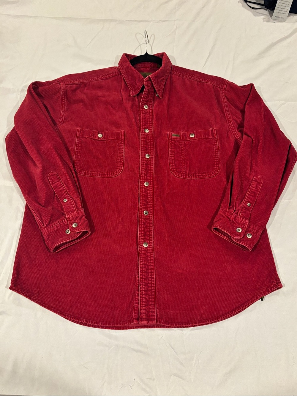 Vintage Unisex St. John's Bay Red Corduroy Button-Down Shirt cozy layer classic
